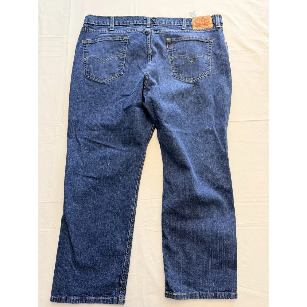 Levis‎ Jeans Mens 44x30 Blue Medium Wash Relaxed Straight Leg Distressed Denim